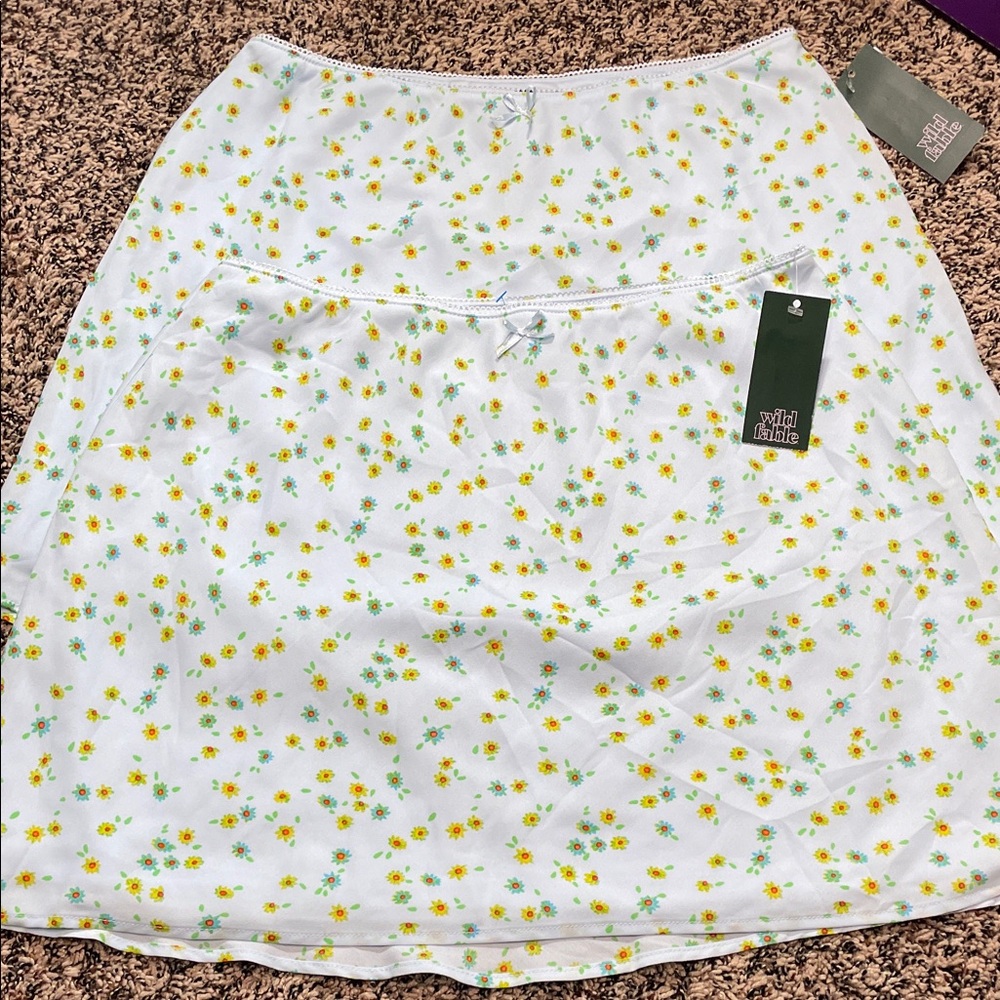 Wild Fable Floral Print Mini Skirt - Blue Green and Yellow NWT